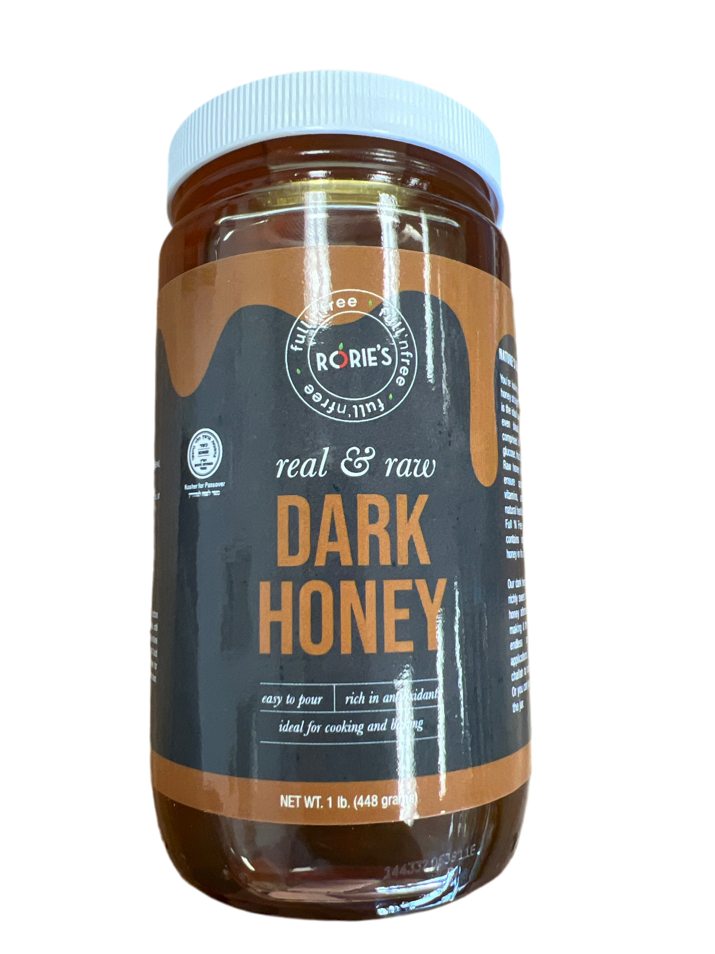 Rories full n free. real and raw dark honey 16oz
