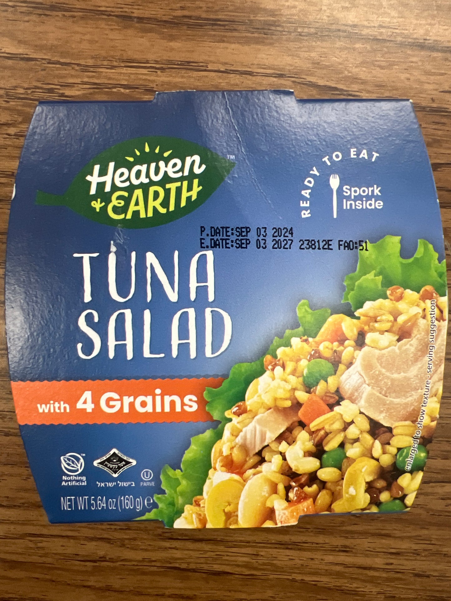 Heaven and earth tuna salad with 4 grains. Cracked wheat. Wheat. Buckwheat. And oats