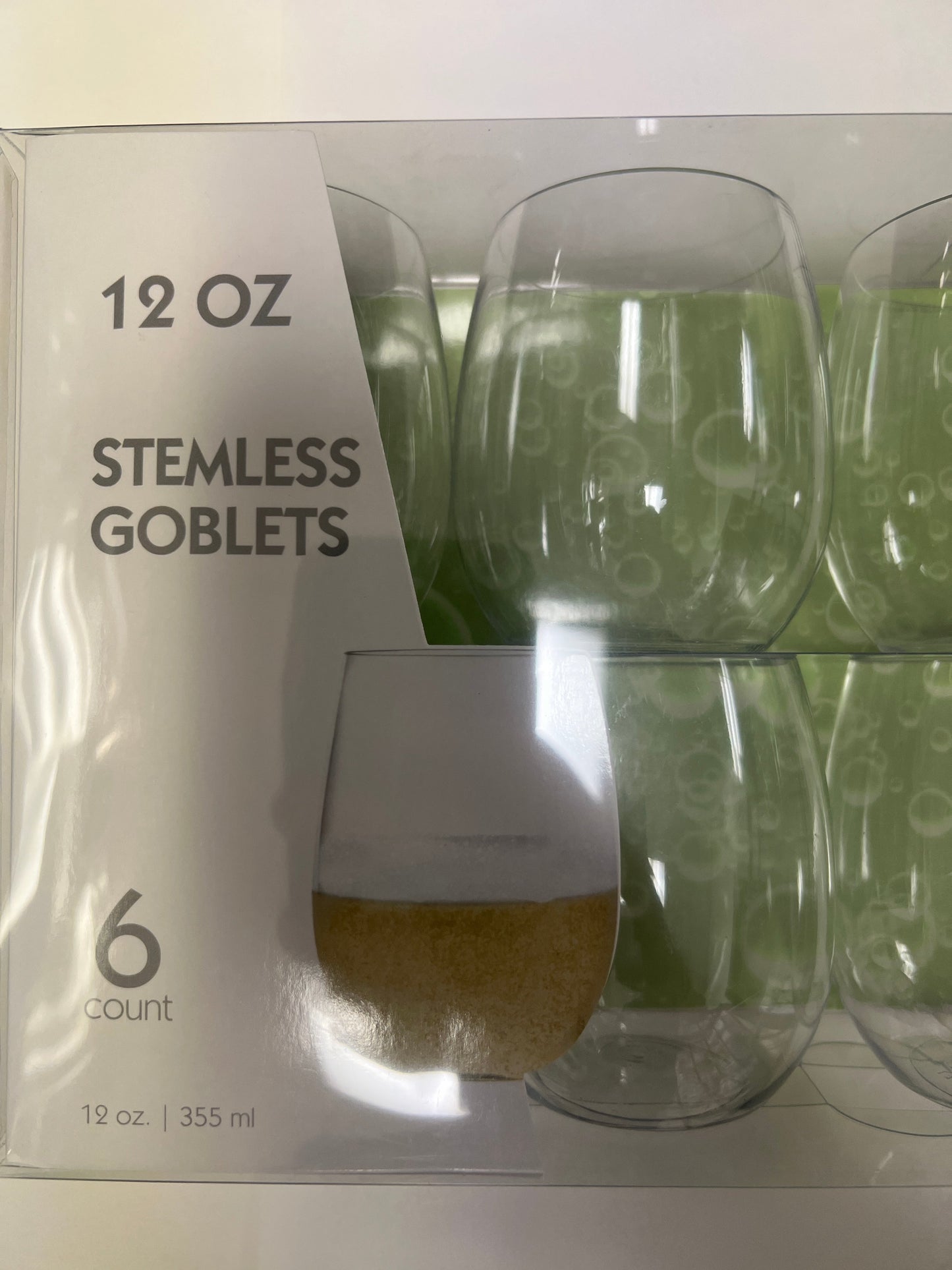 Blue sky #2717 12oz stemless goblets 6ct clear round cups