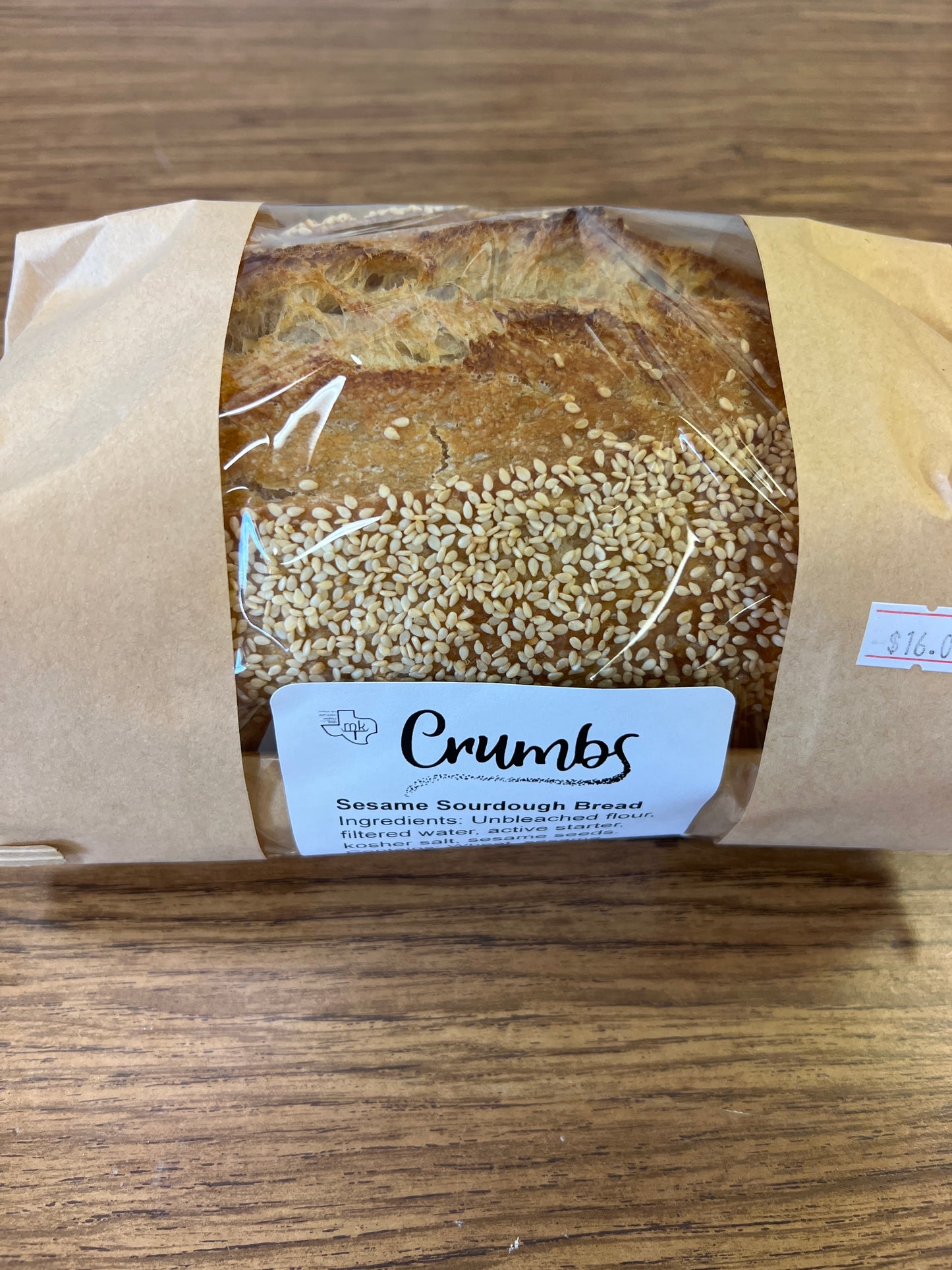 Crumbs, sesame sourdough bread