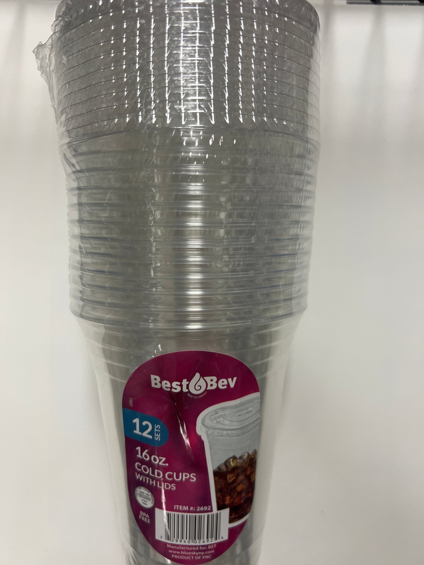 Blue sky #2692 best bev 16oz cold cups with lids clear 12 sets