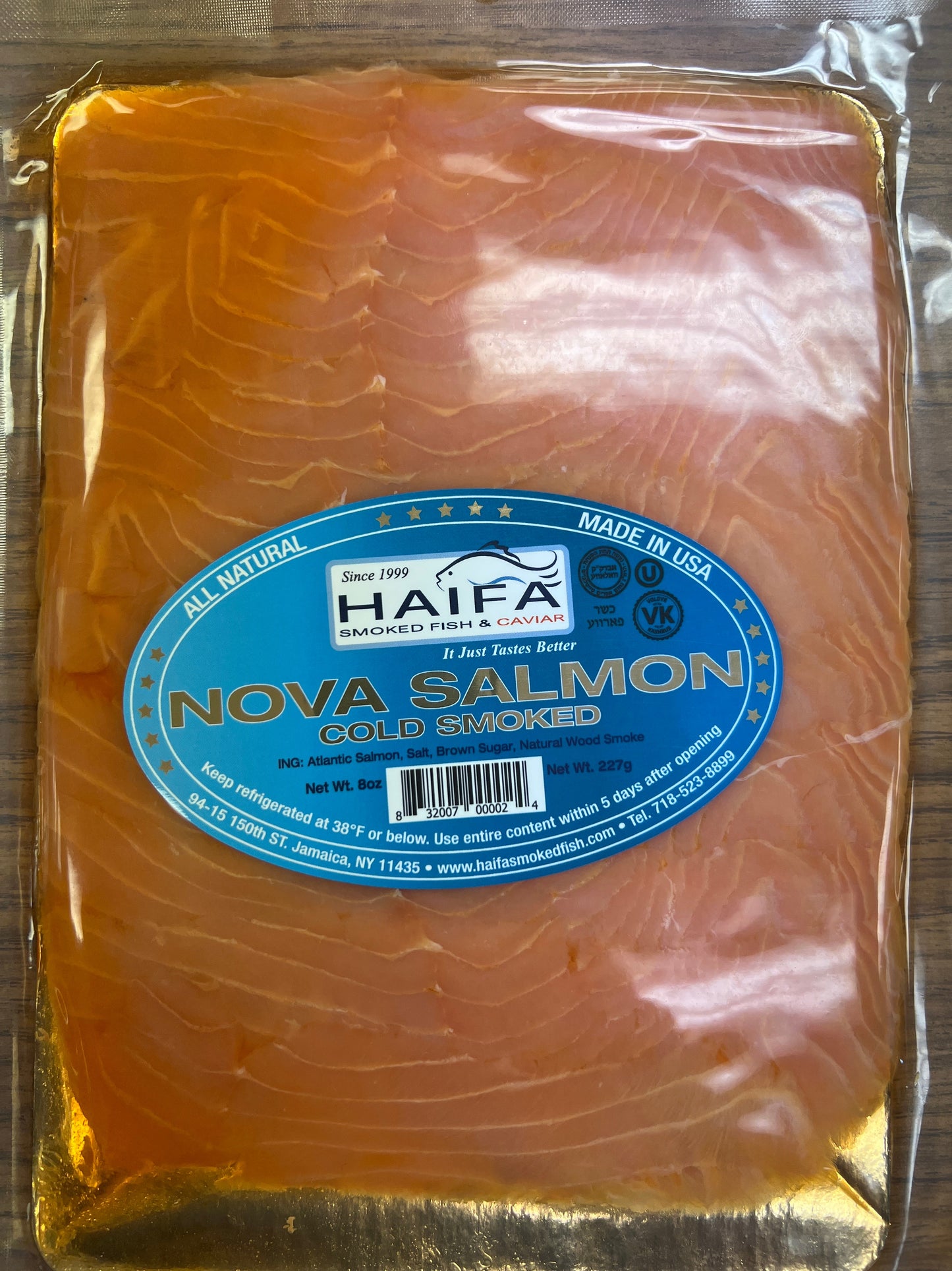 Haifa. Nova salmon. Cold smoked lox 8oz