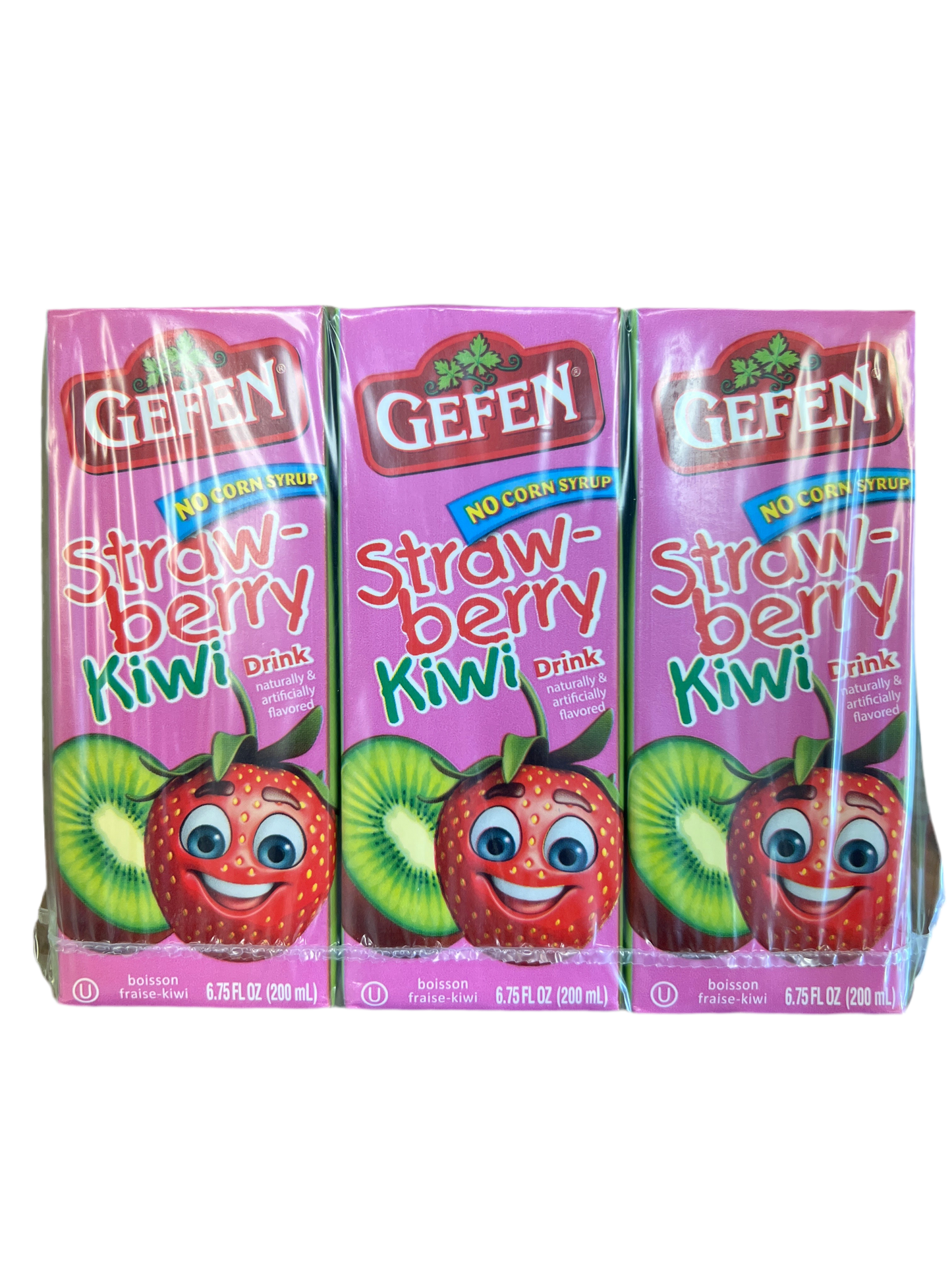 Gefen no corn syrup strawberry kiwi box drink 3pk
