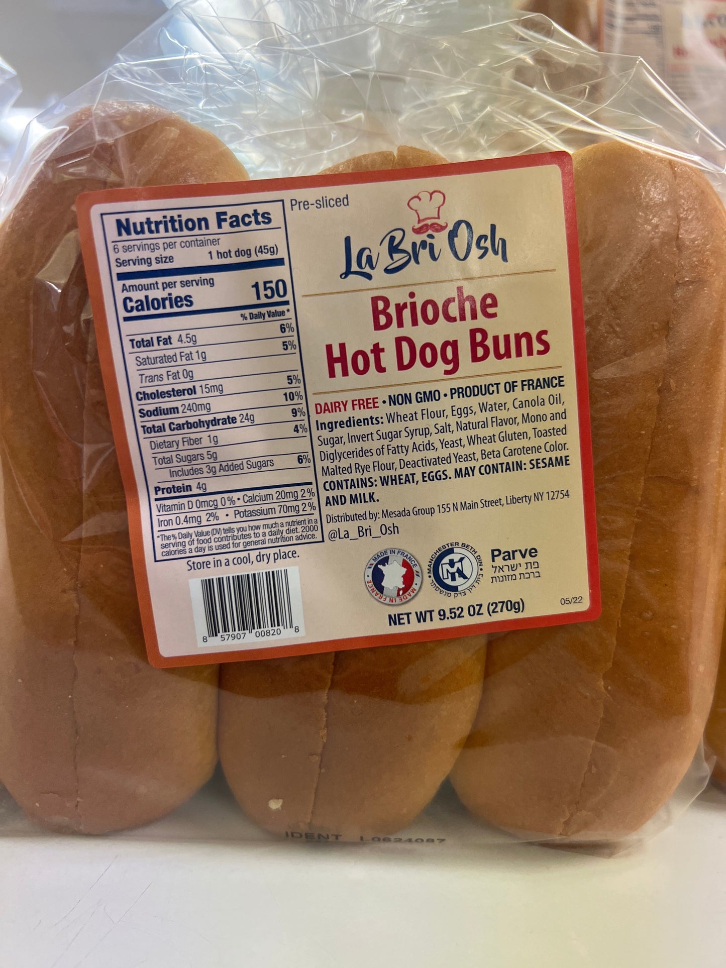 La bri osh brioche hot dog buns. Pas yisroel. Mezonos