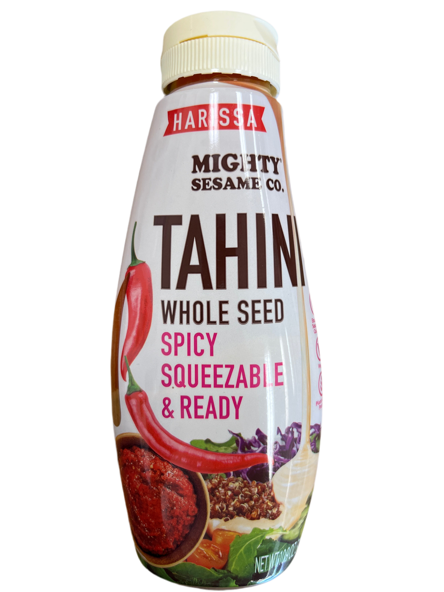 Mighty sesame co. Harissa tahini. Whole seed spicy squeezable and ready