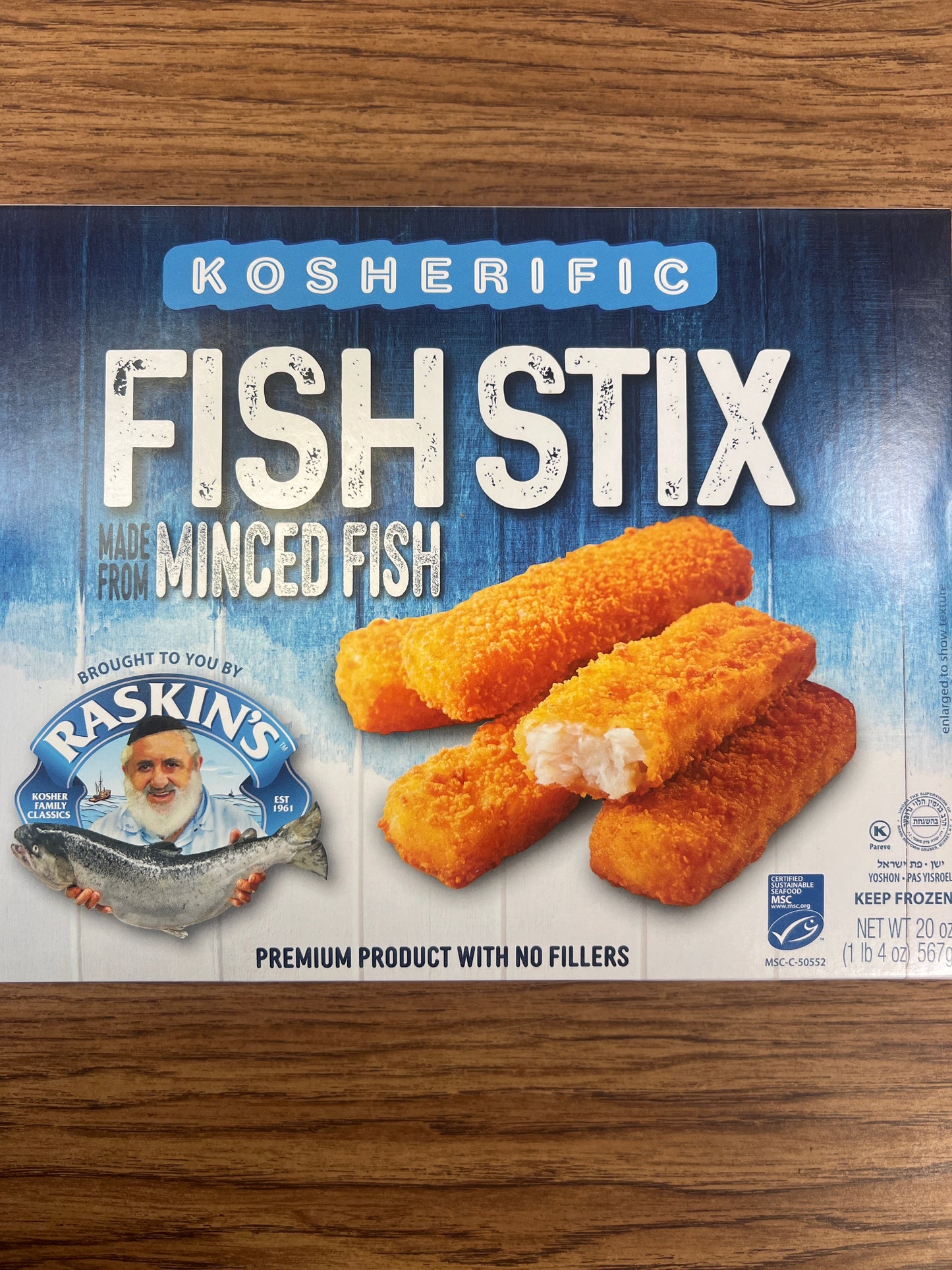 Kosherific fish sticks made from minced fish