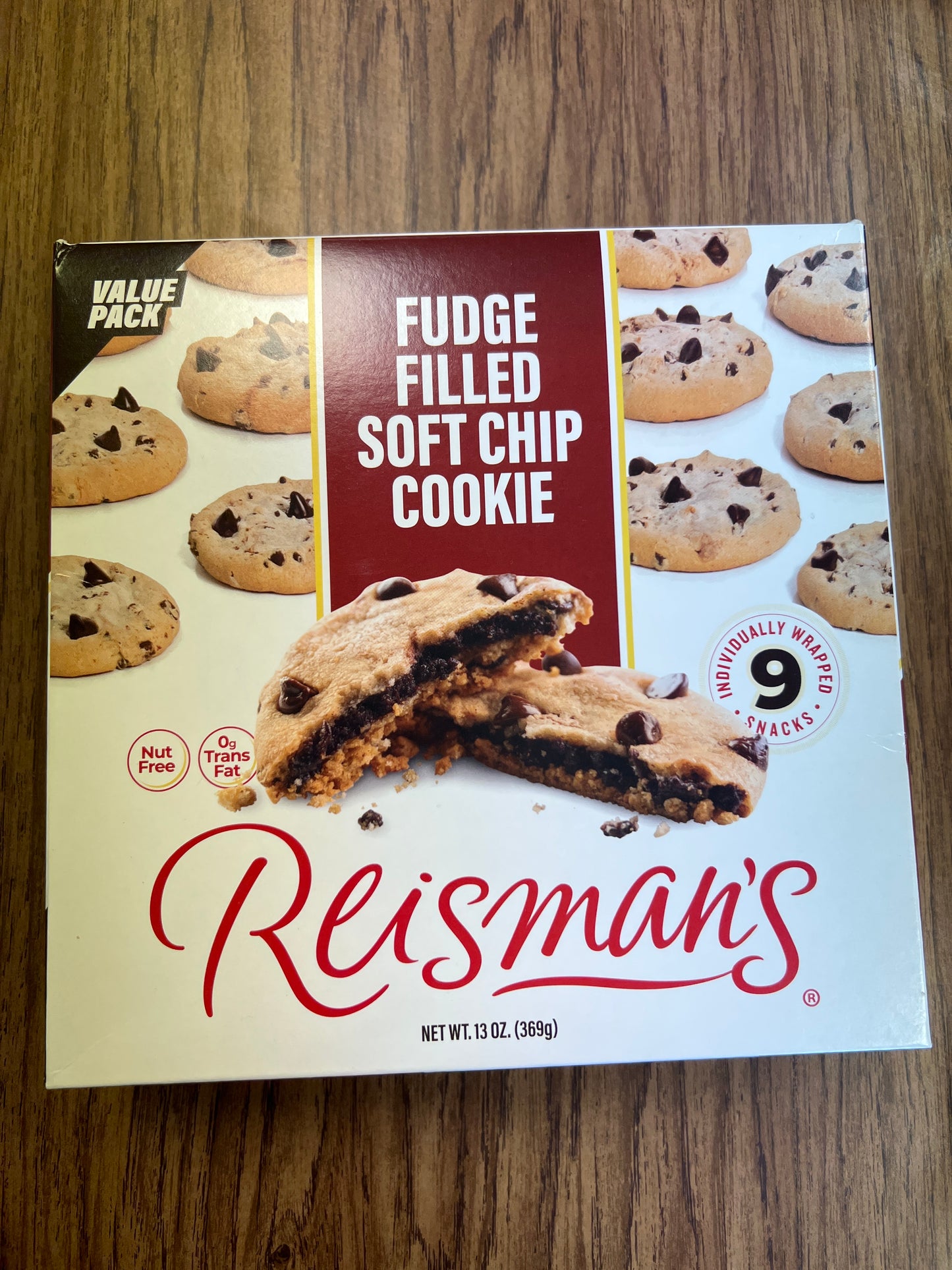 Reismans. Fudge filled soft chip cookie. Nut free value pack