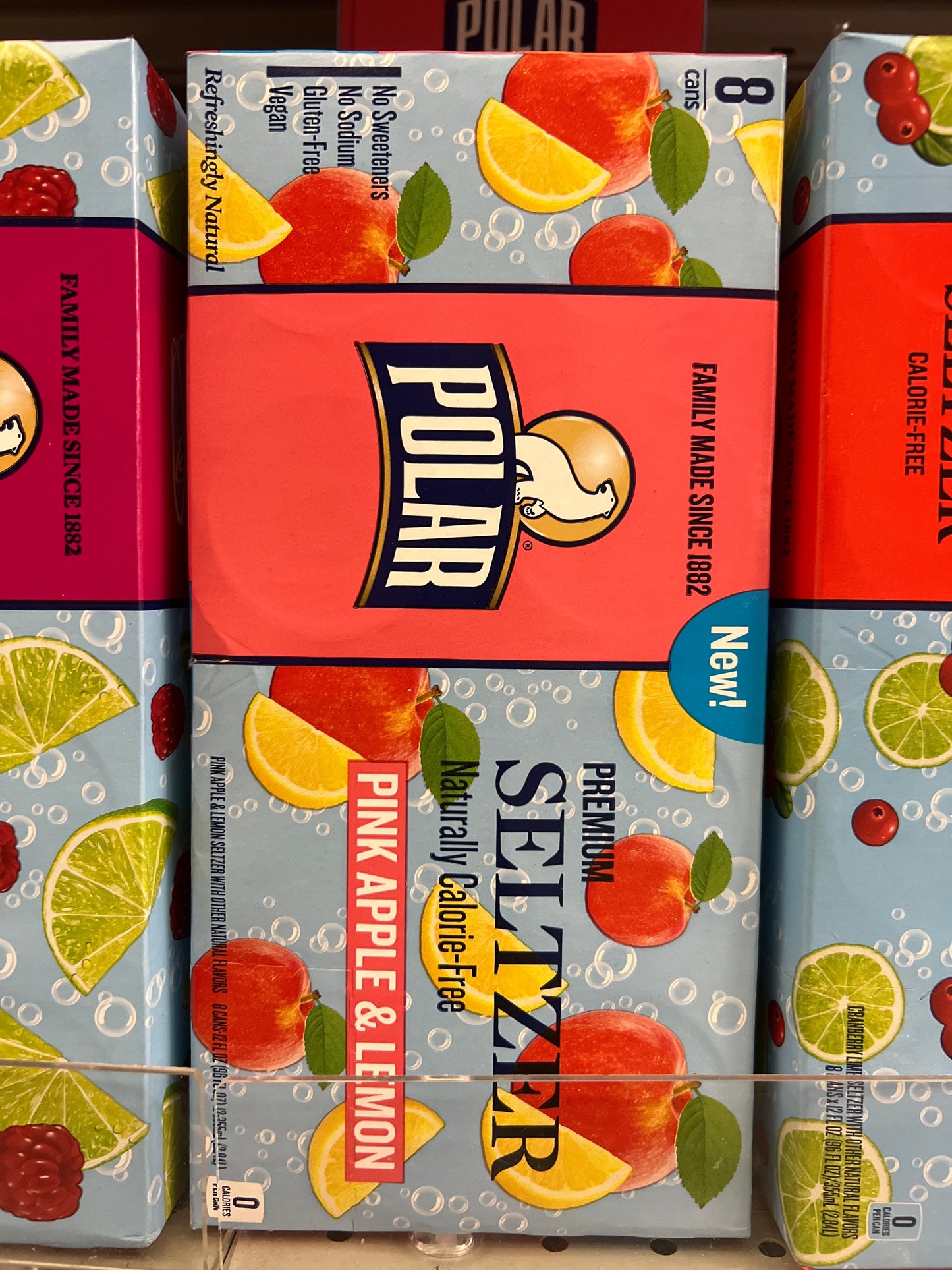 Polar pink apple and lemon seltzer 8 pack cans