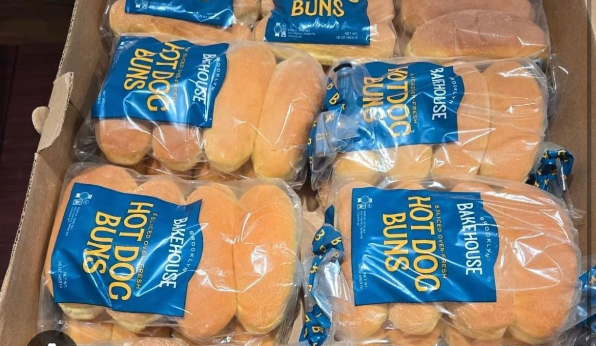 Crusters, Brooklyn bakehouse. Hot dog buns. Mezonos