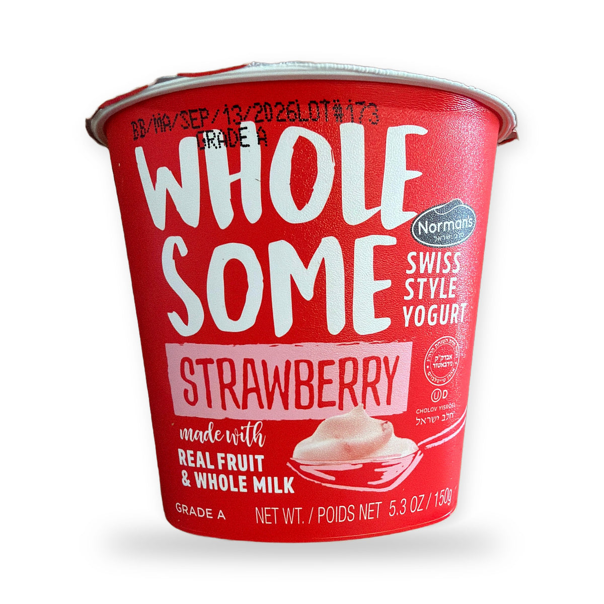 Norman’s wholesome strawberry. Real strawberry and whole milk yogurt 5.3oz