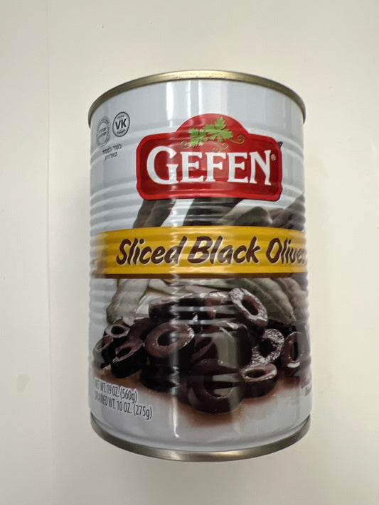 Gefen sliced black olives