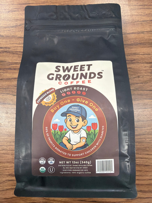 Sweet grounds coffee. Espresso blend light roast whole bean
