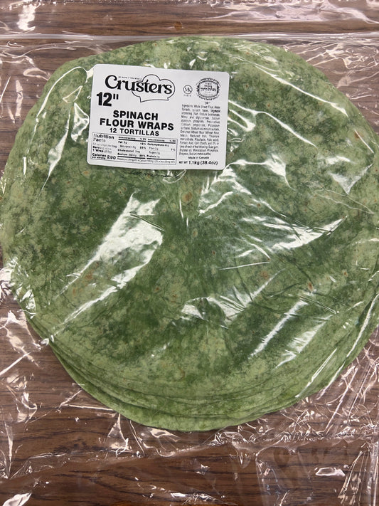 Crusters 12” mezonos spinach flour wraps 12 tortillas