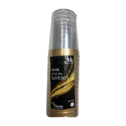 Blue sky #2653 10oz gold rim tumbler cups 16ct clear