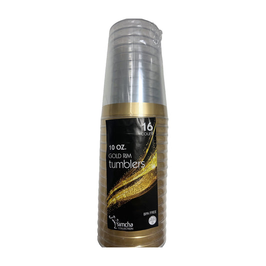 Blue sky #2653 10oz gold rim tumbler cups 16ct clear