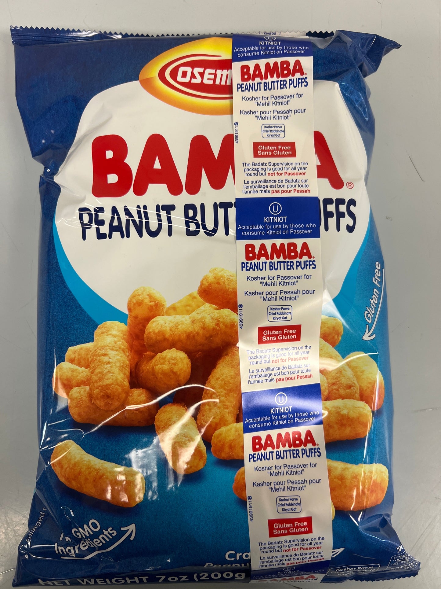 KFP osem bamba. Peanut butter puffs 7oz large bag