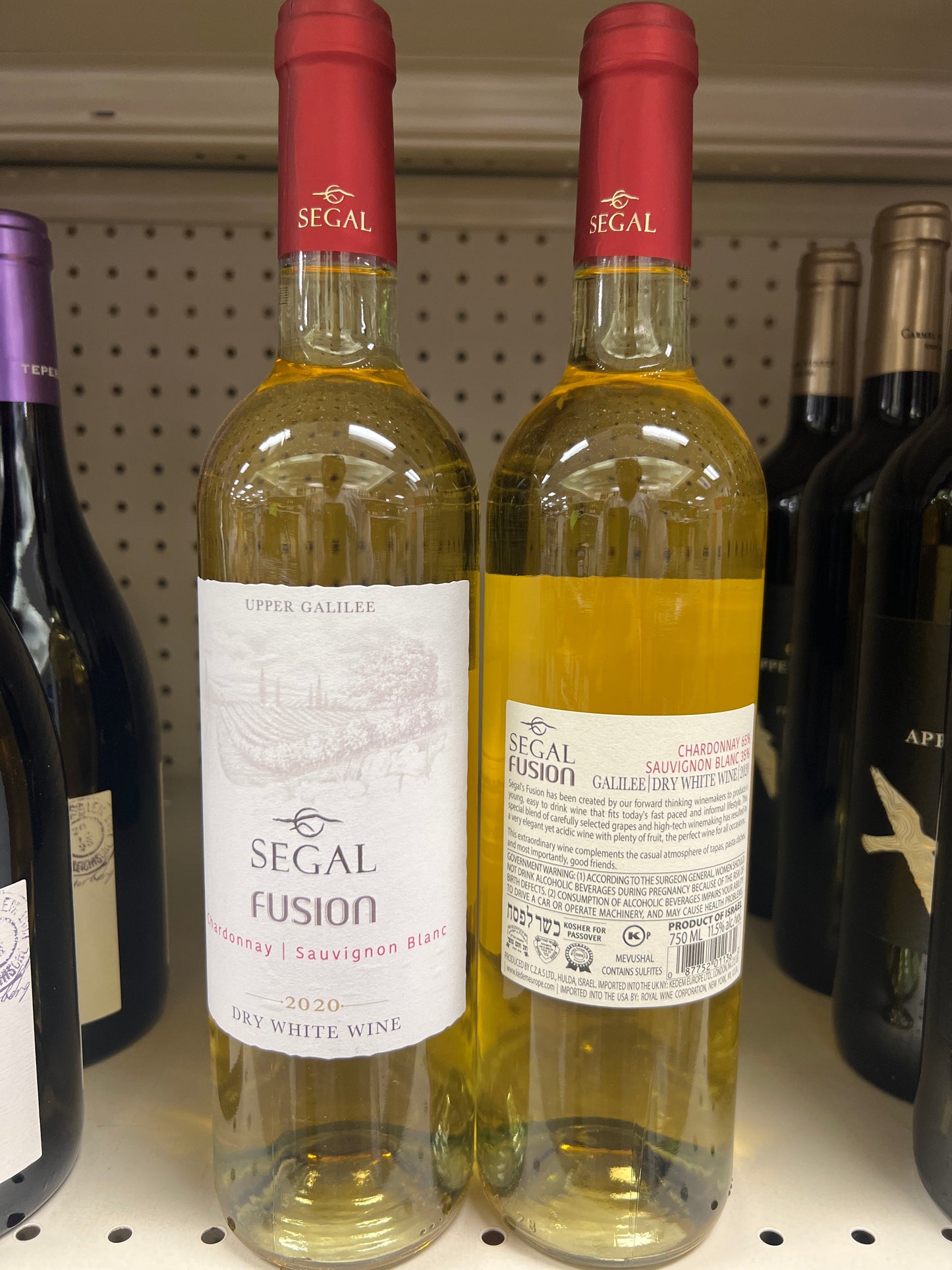Segal's Dry White Wine Fusion Galilee Chardonnay Sauvignon blanc Mevushal
