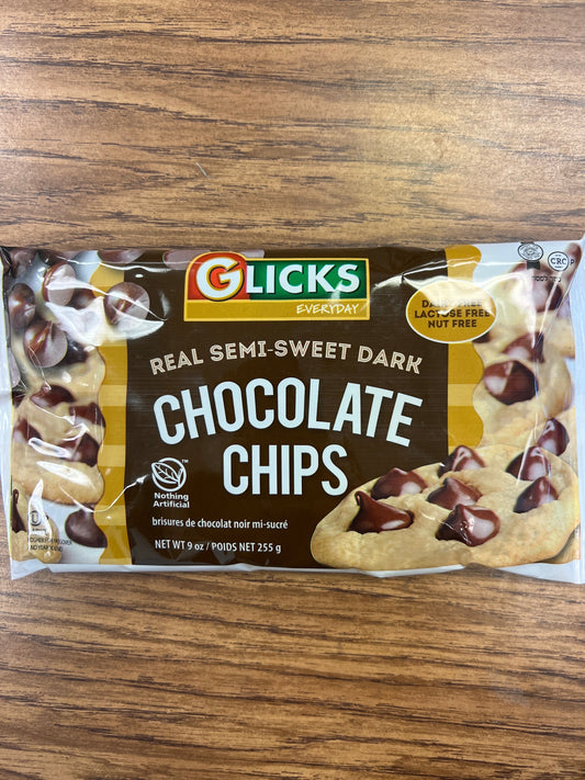Glicks real semi sweet dark chocolate chips KFP