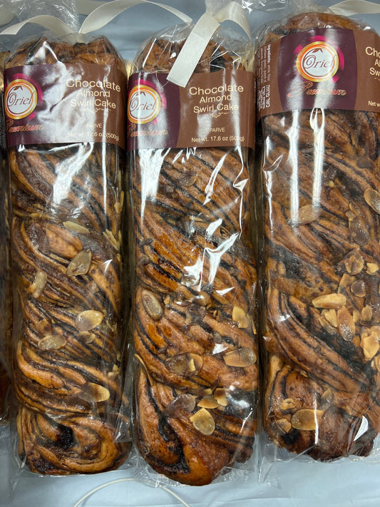 Oriel chocolate almond swirl cake