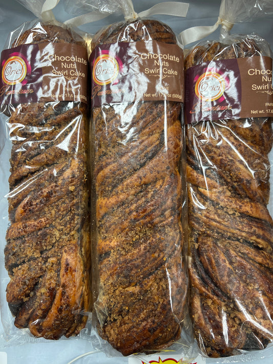 Oriel chocolate nuts swirl cake