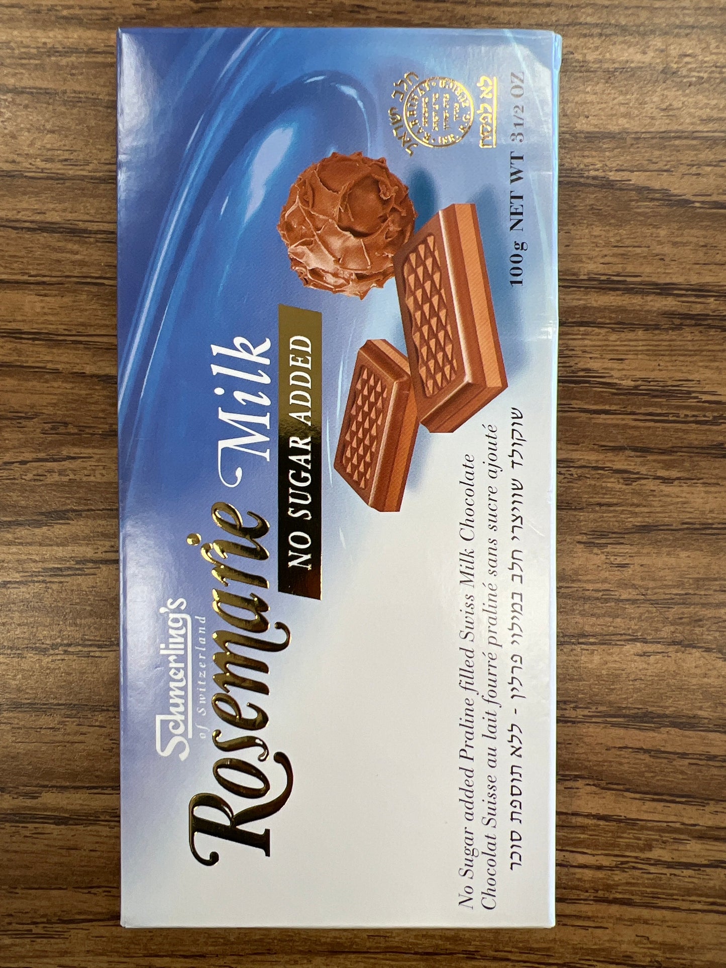 Schmerling. No sugar added Rosemarie milk. Dairy chocolate