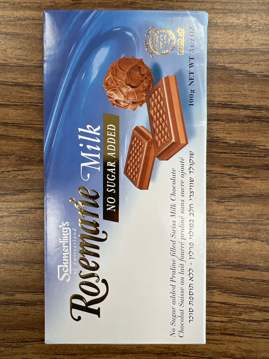 Schmerling. No sugar added Rosemarie milk. Dairy chocolate