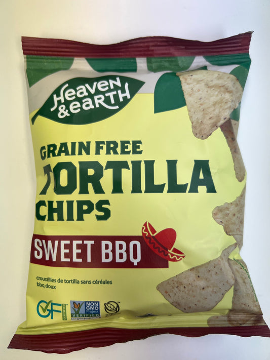 Heaven and earth grain free tortilla chips sweet bbq 1oz gluten free