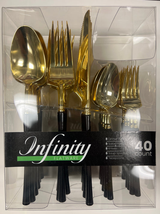 Blue sky #3782 infinity flatware 4ct cutlery gold/black