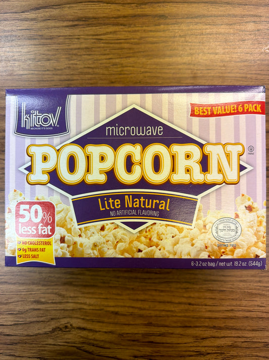 Kitov. Microwave popcorn lite natural 6-pack