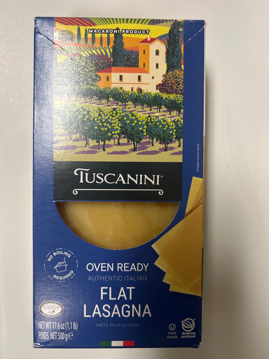Tuscanini oven ready flat lasagna