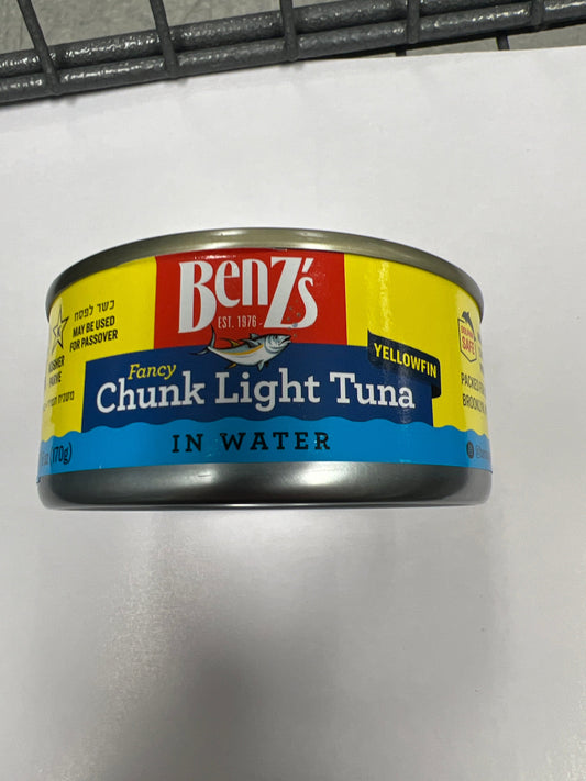Benzs yellowfin chunk light tuna in water טונה במים