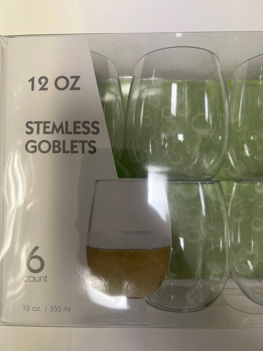 Blue sky #2717 12oz stemless goblets 6ct clear round cups