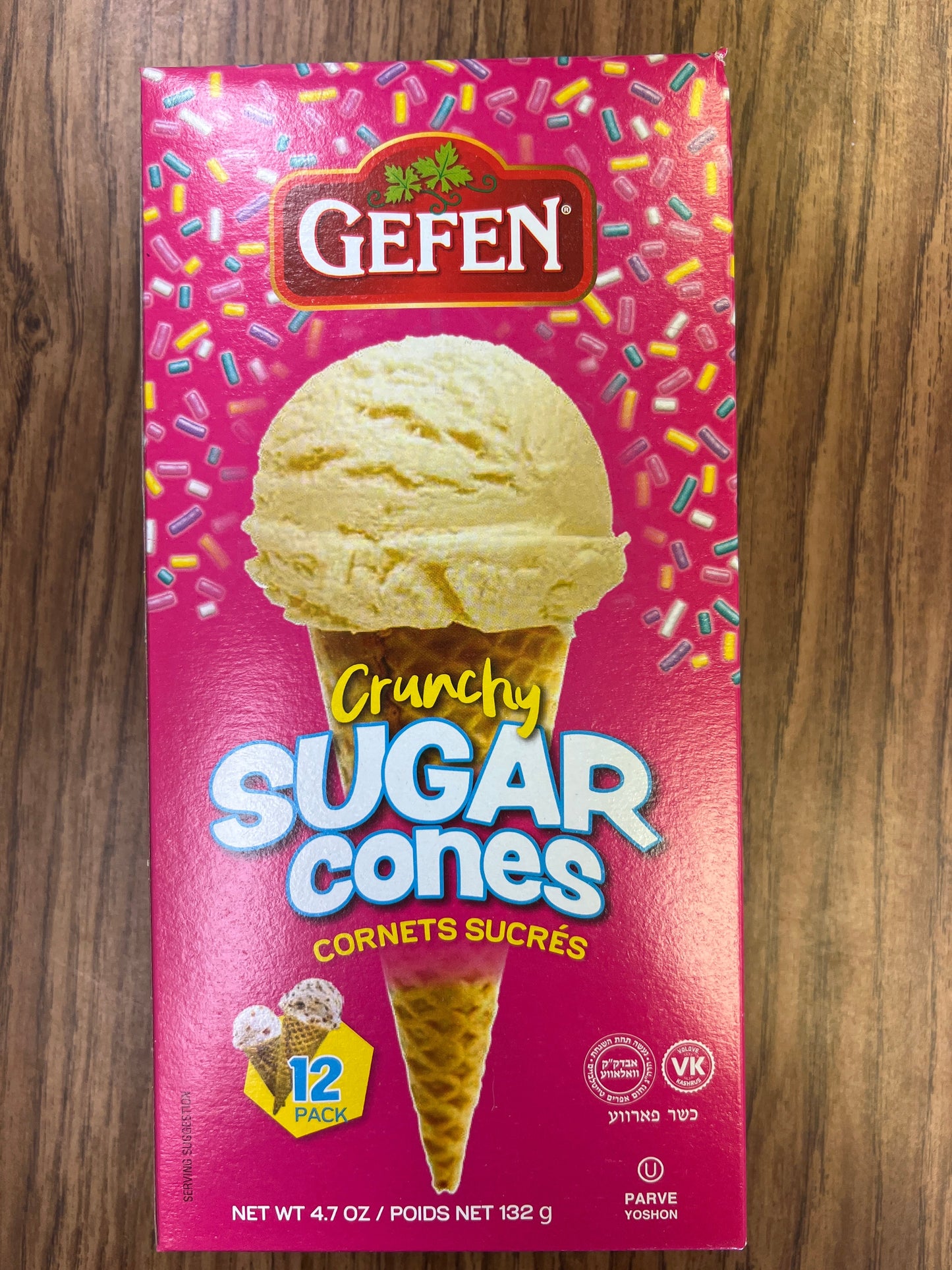 Gefen crunchy ice cream sugar cones 12ct