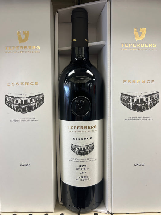 Teperberg essence Malbec dry red wine. Not Mevushal