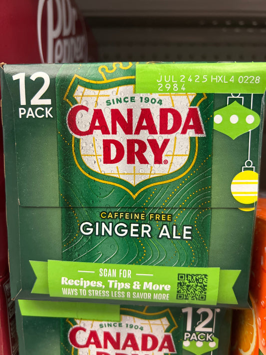 Canada Dry caffeine free ginger ale 12 pack cans