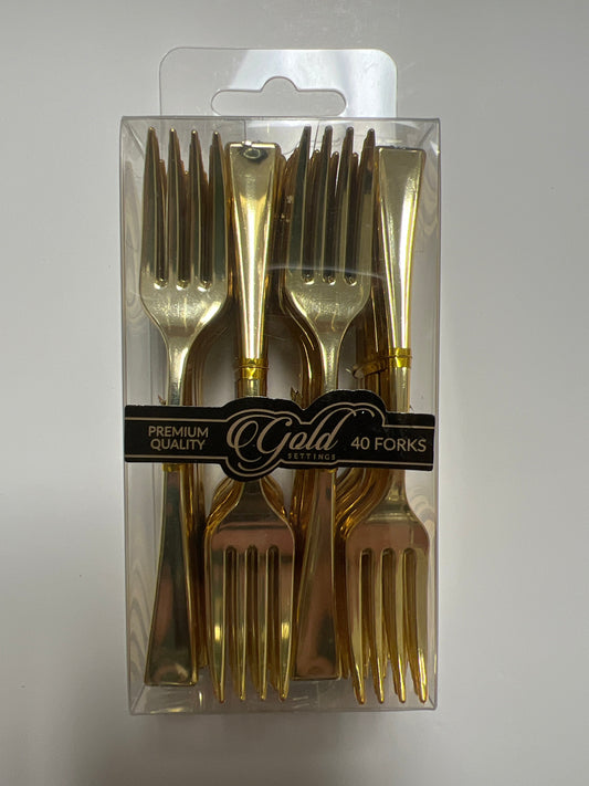 Blue sky #2363 gold settings 40 gold dessert forks small