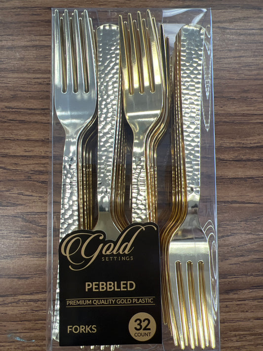 Blue sky. Gold settings pebbled premium gold forks 32ct
