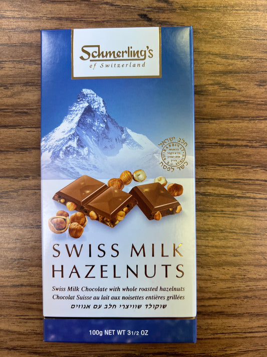 KFP Schmerling. Swiss milk hazelnuts. Chocolate dairy