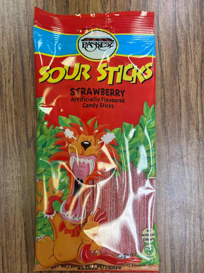 Paskesz sour sticks strawberry flavored