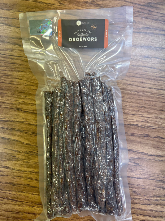 ZBiltong South African authentic droewors 8oz hot and spicy sticks