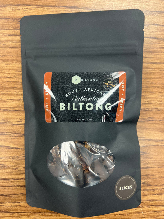 ZBiltong South African authentic biltong 3oz hot and spicy slices