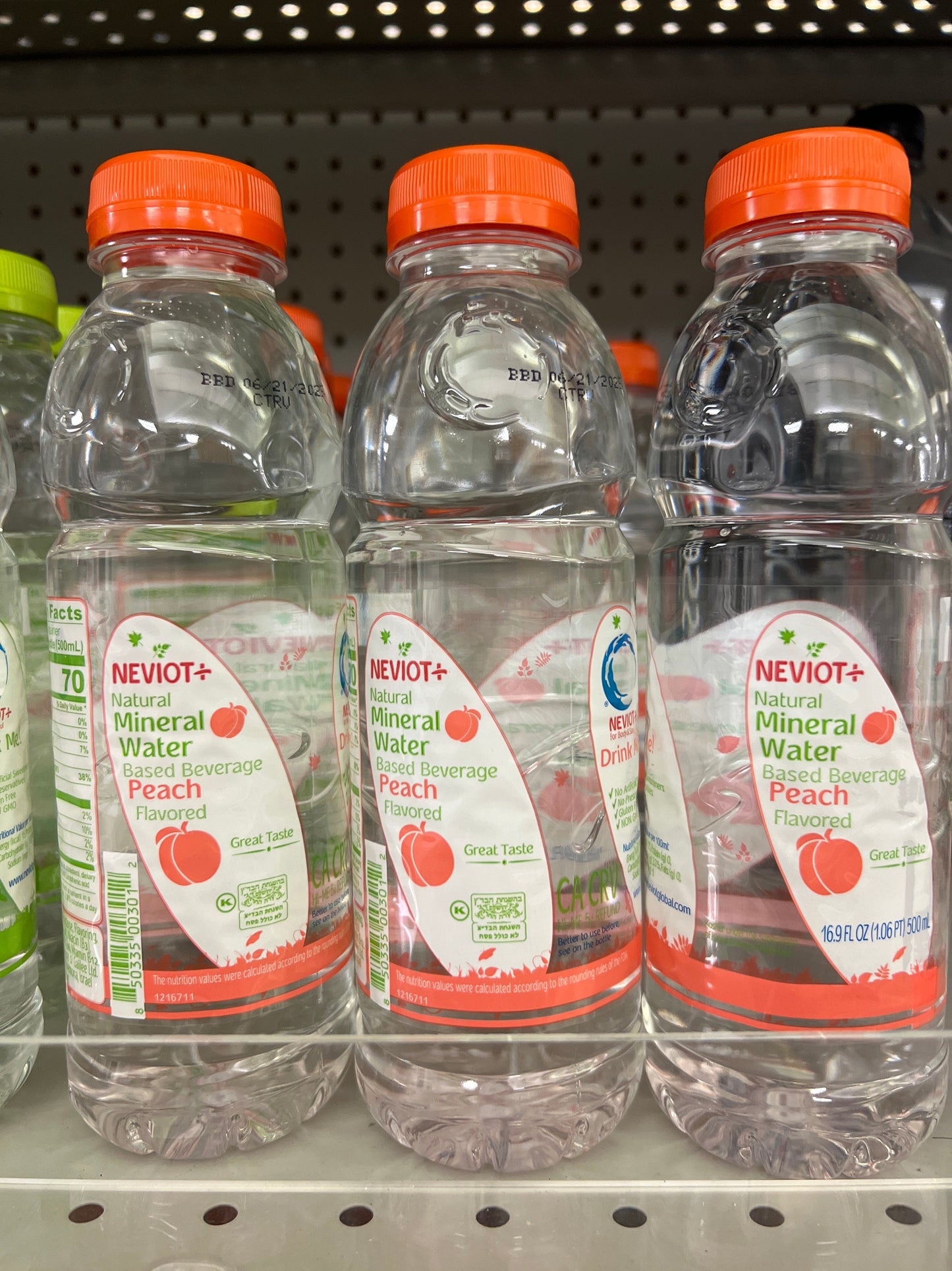 Neviot natural mineral water peach flavored 16.9oz