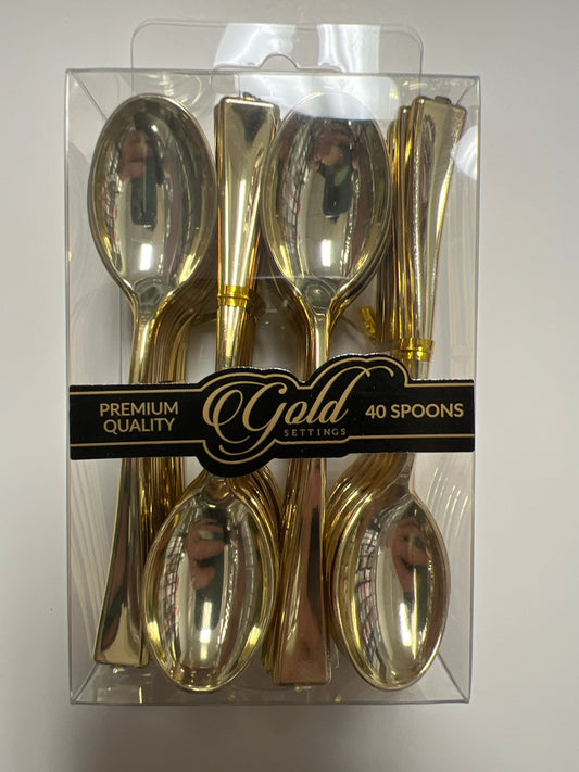 Blue sky #2364 gold settings 40 gold dessert spoons small