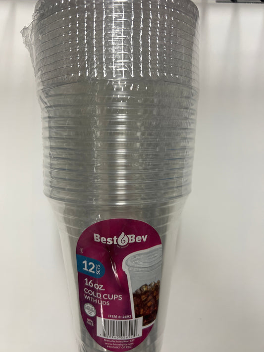 Blue sky #2692 best bev 16oz cold cups with lids clear 12 sets