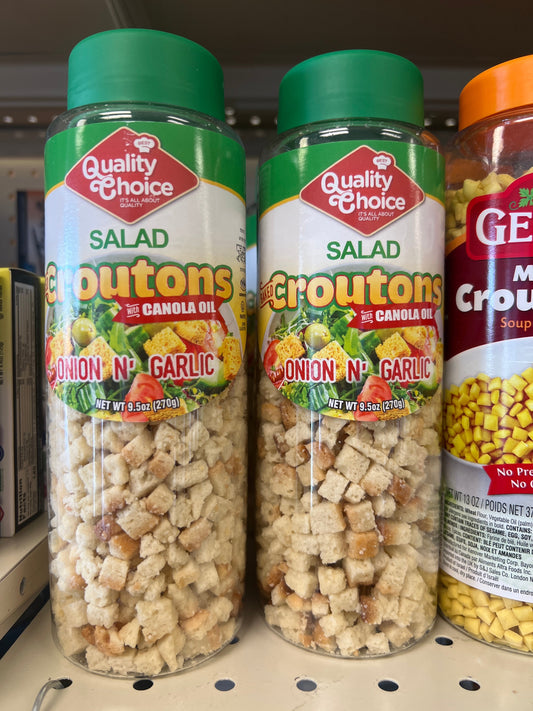 Quality choice salad baked croutons with canola oil onion and garlic￼