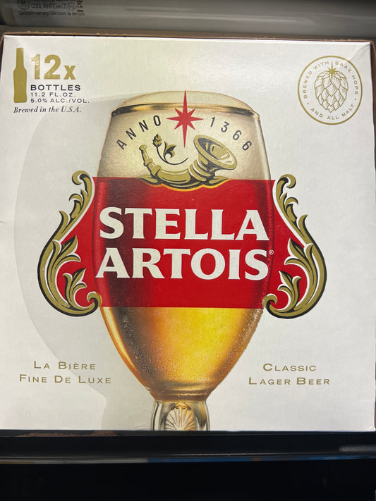 Stella Artois 12oz 12pk beer bottles