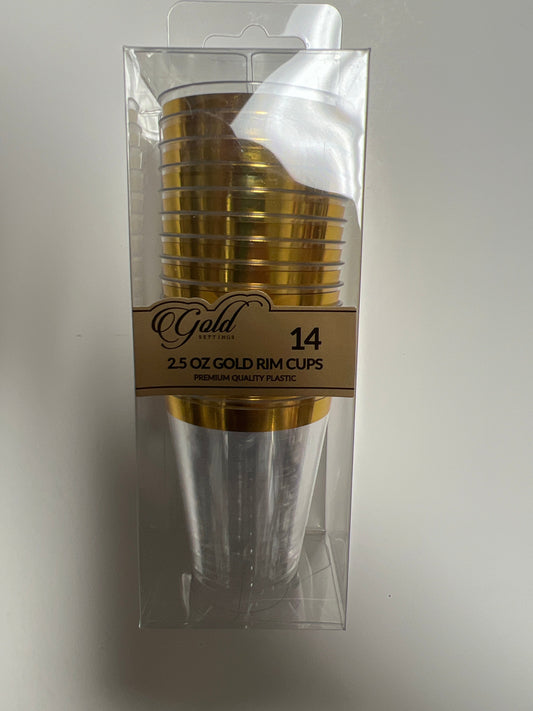 Blue sky #2540 gold settings 2.5oz gold rim shot/dessert cups 14ct clear