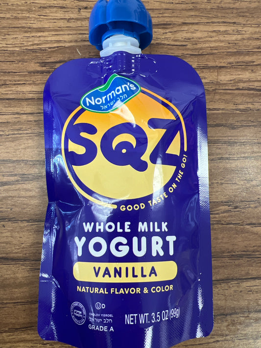 Norman’s squeeze whole milk vanilla yogurt pouch