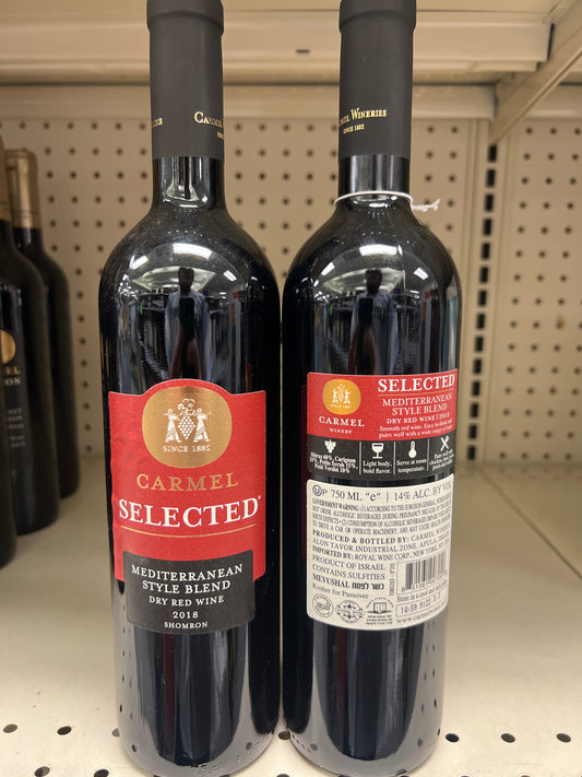 Carmel Winery Red Wine Mediterranean Blend Selected Shomron Mevushal