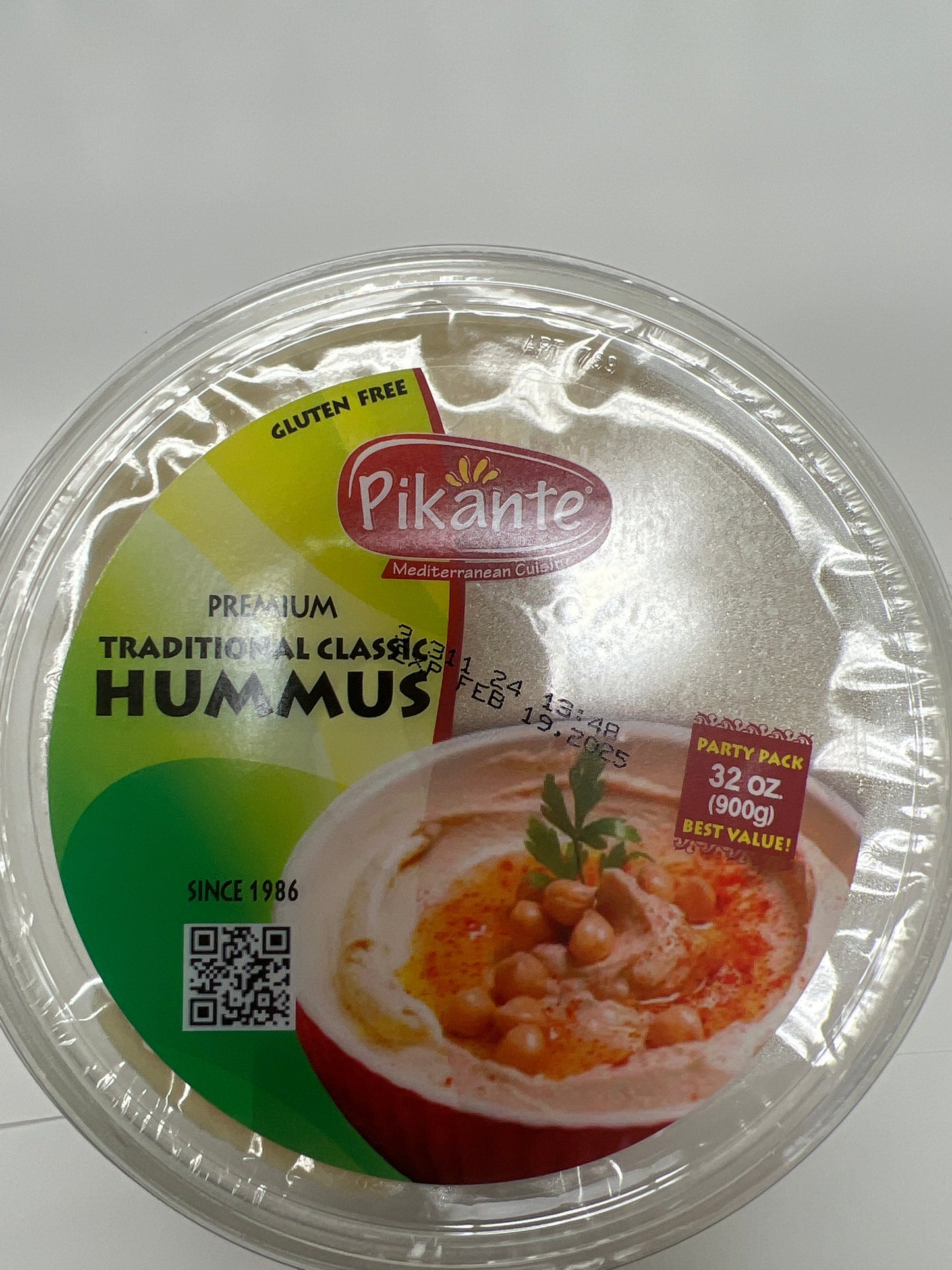 Pikante premium traditional classic hummus party pack gluten free 32oz